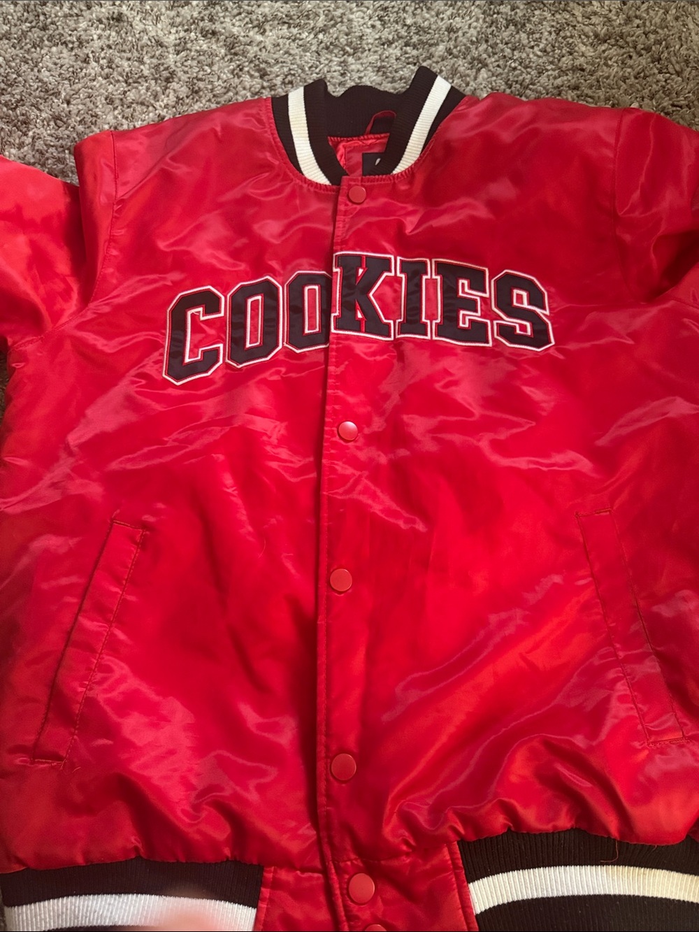 STARTER Red Satin "Cookies" Bomber Jacket for Kids